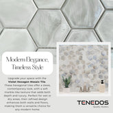 Tenedos HTC150 Violet Hexagon 10.95 in. x 12.6 in. Mixed Glass Floor and Kitchen Bathroom Wall Tile (0.96 sq. ft./Each)
